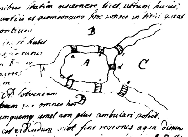 Illustration of the problem form a letter Euler wrote to Giovanni Marinoni.